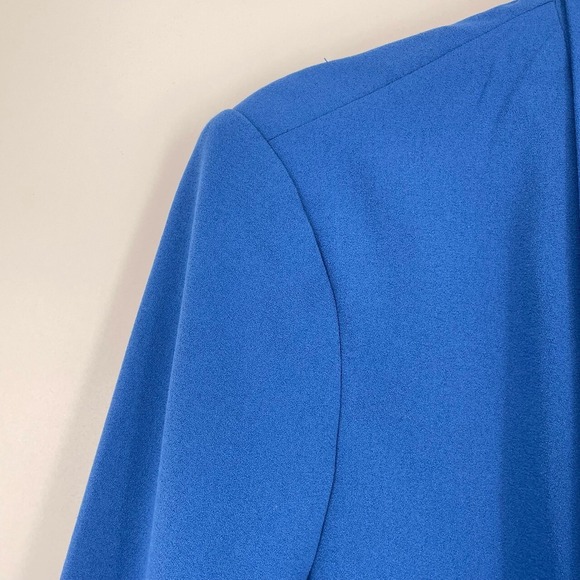 Philosophy Women's Blue Tailored Collarless Shawl Neck Open Front Blazer Size 12 - Picture 6 of 11